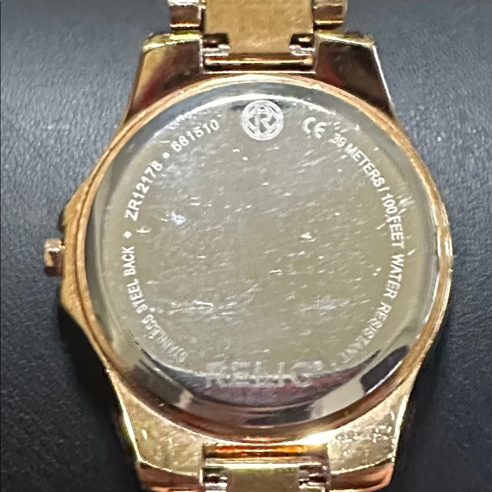Relic ZR12178 Crystal Accent Dial Stainless Steel Rose Gold Quartz Watch